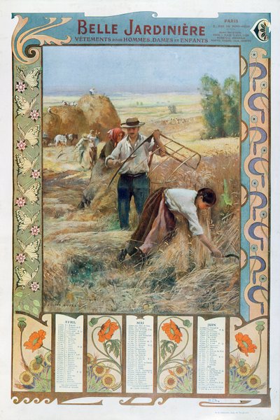 Illustrated calendar for the Parisian department store 